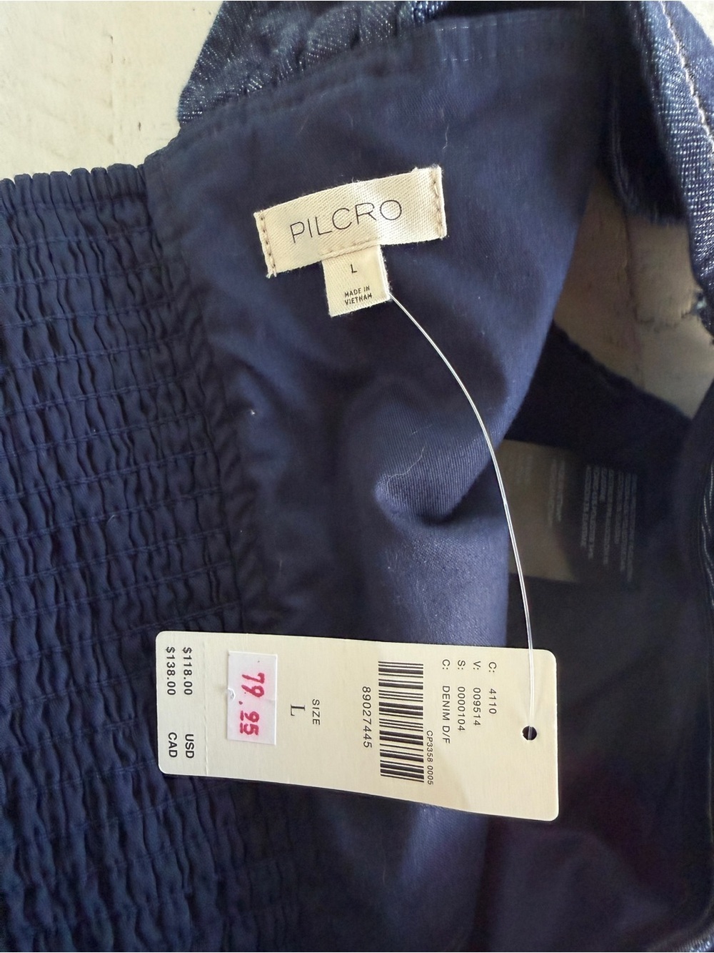 NWT Anthropologie Pilcro One-Shoulder Denim Bow Top size Large - Picture 8 of 9